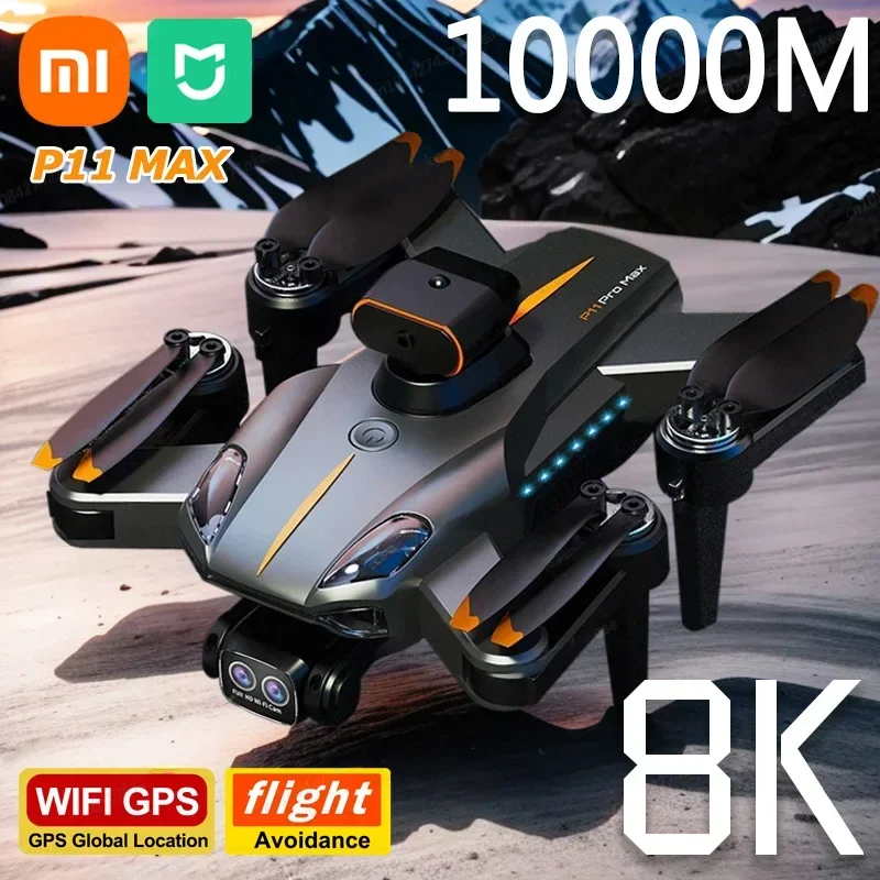 Xiaomi P11 Max Drone profesional HD 8K 5G, fotografi udara GPS kamera ganda menghindari hambatan tanpa sikat Quadrotor 10000M