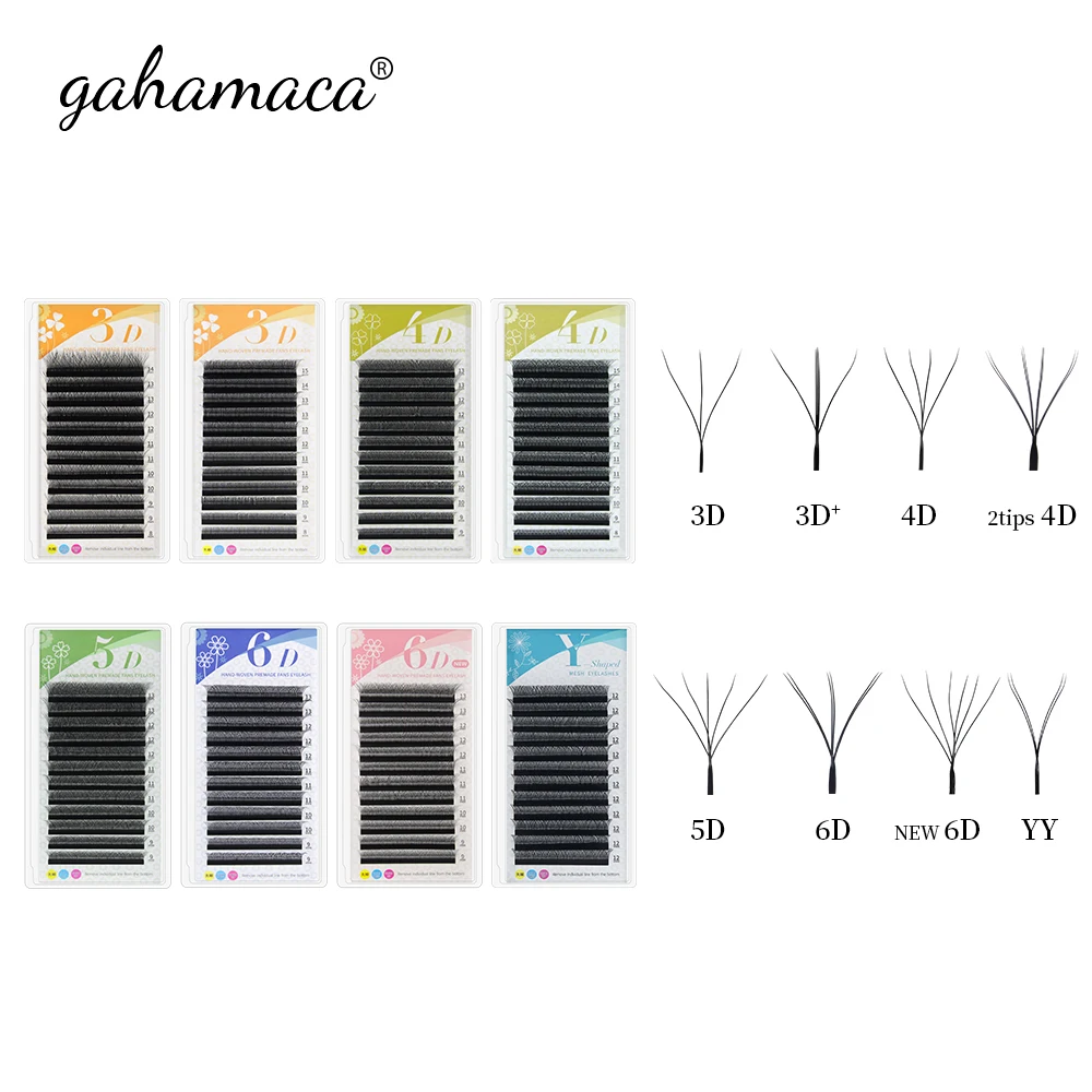 

GAHAMACA 3D W Shape Lashes Extension L/LU/M 4D 5D Premade Volume Fan Eyelash Supplies W Style Individual Lash 12 Rows