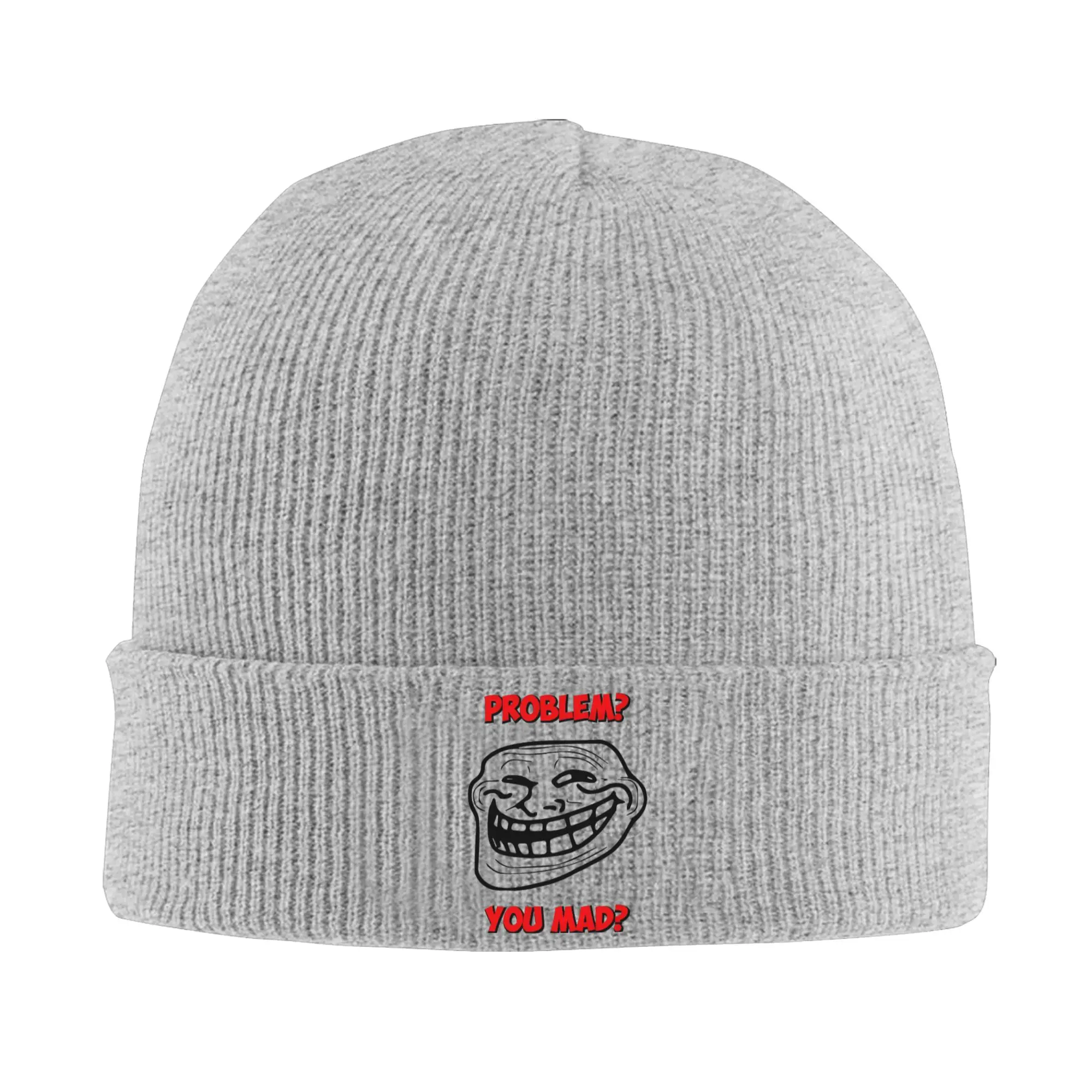 U Mad Bro Problem? Troll Face Memes Comic Knitted Hat Autumn Winter Beanies Baggy Funny Cap Female Male Acrylic Fashion Bonnet