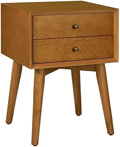 Mid-Century Wooden Bedside Nightstand in Acorn