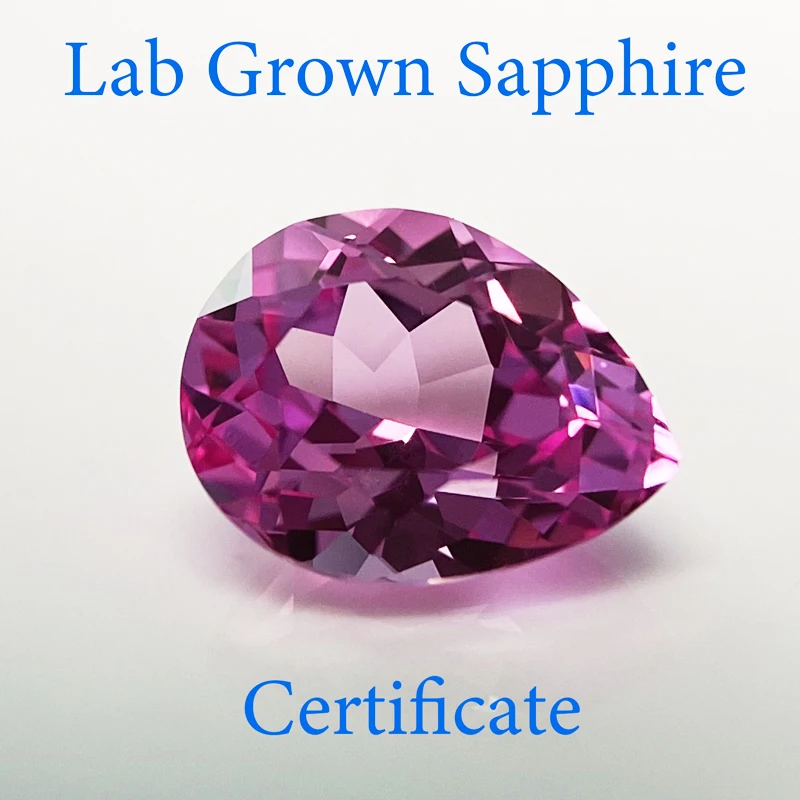 

Top Lab Grown Sapphire Pear Shaped Pink Blue VVS1 Gemstones for Charms Jewelry DIY Making Materials Selectable AGL Certificate