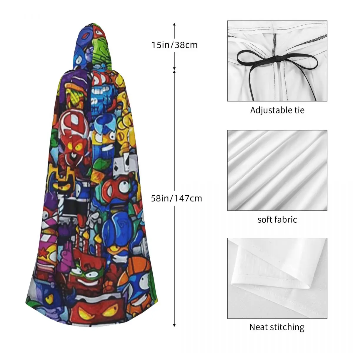New Super Zings Cartoon Game Superzings Long Hooded Cloak Witch Medieval Costume Cosplay Cape HalloweenParty Adult Unisex - view 3