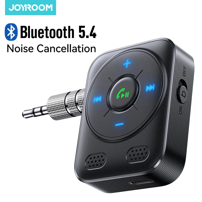 Joyroom Bluetooth 5.4 Car Adapter AUX Receiver Stronger Dual Mics & Noise Cancellation Wireless Receiver Auxiliary Input Car Kit