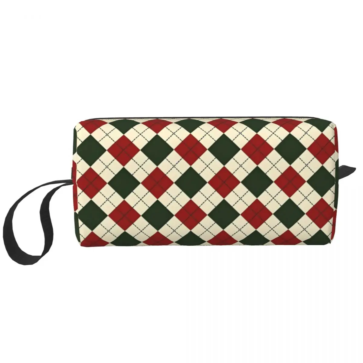 Christmas Pattern Plaid Diamond Cosmetic Bag Women Makeup Bags Travel Daily Toiletry Bag Organizer Merch