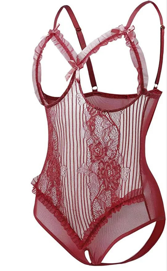 Erotische lingerie voor vrouwen sex ondergoed porno outfit jurk hete boog open sexy kostuum open kruis transparante lingerie plus size