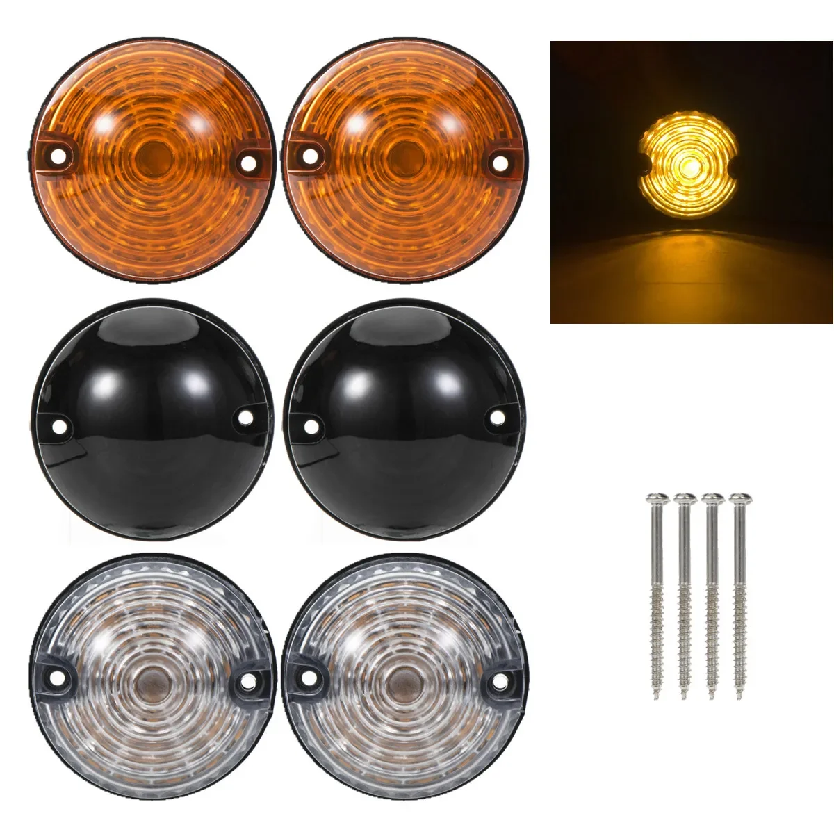 2pcs For Land Rover Defender 90 110 Complete Upgrade Led 73mm Indicator Side Marker Lamp Fog Turn Signal Light Amber