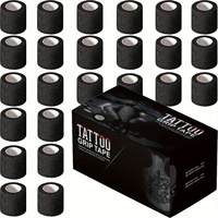 3/6/12/24/48 PCS Tattoo Grip Cover Wrap Disposable Black  Bandage For Tattoo Grip Bandage Machine Tape Tube Accessories
