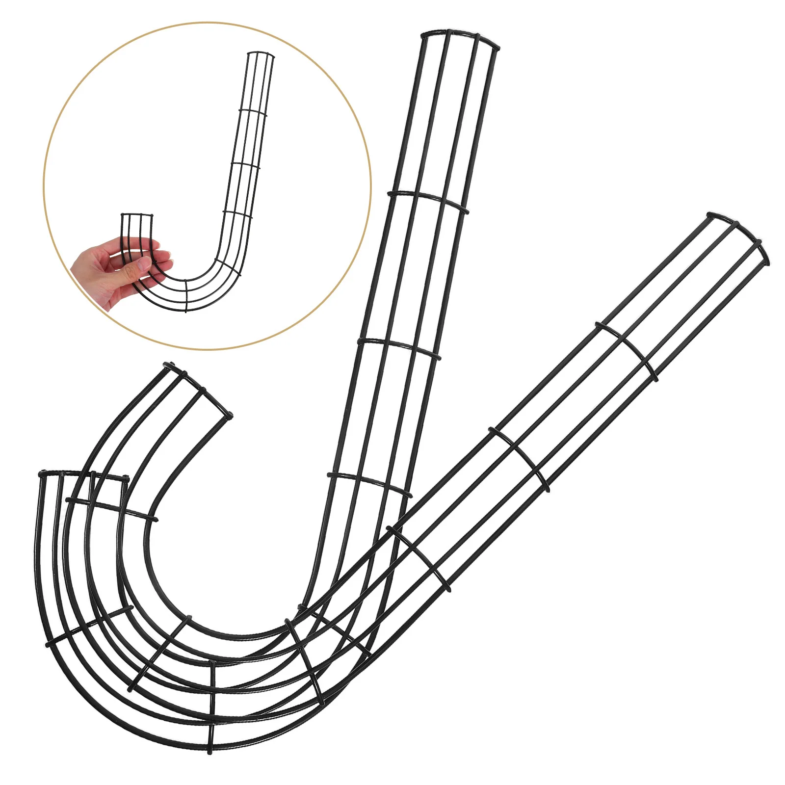 

2Pcs Christmas J Shaped Wreath Form Candy Cane Iron Floral Ring DIY Crafts Xmas Home Decor Iron Floral Wreath Metal Hoops