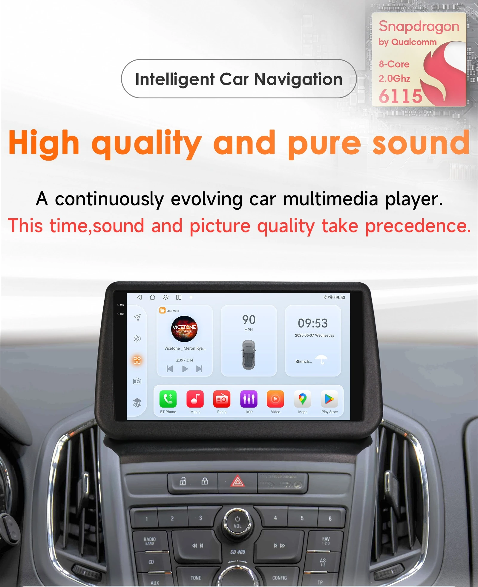 8-rdzeniowy samochodowy odtwarzacz multimedialny z Androidem do Opel Zafira C 2010 - 2016, bezprzewodowy Carplay, ekran 6115, GPS, kamera 360, radio samochodowe