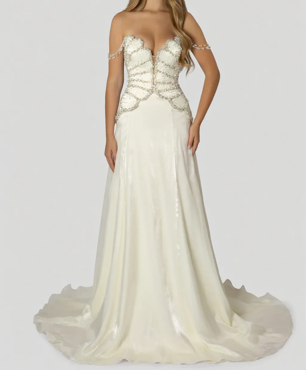 

Luxury Prom Dress Soft Sleeveless Embroidered Corset and Skirt Set Customized