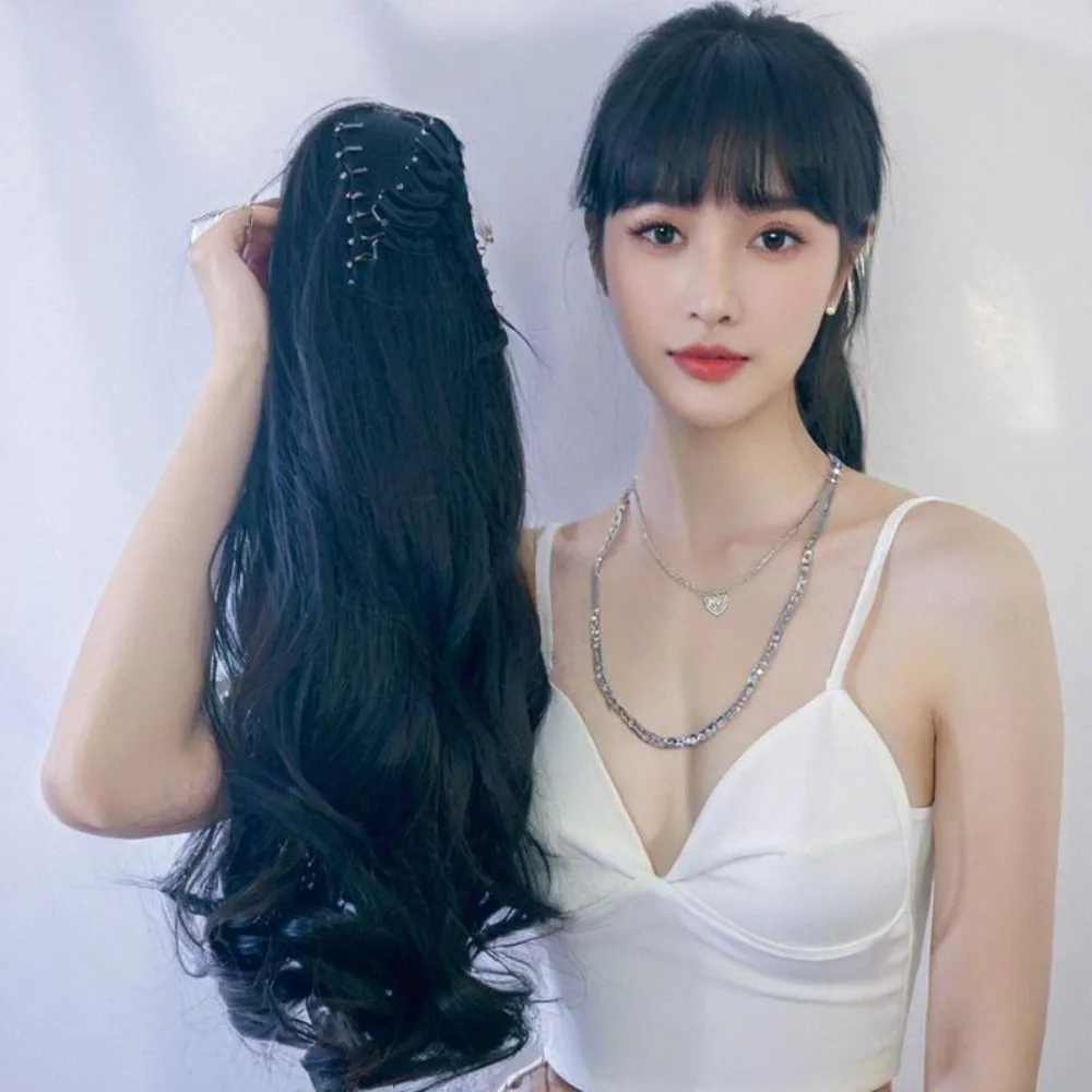 

1 шт., синтетический парик с хвостиком, женский длинный парик на клипсе с имитацией вьющихся волос в стиле Лолиты, наращивание хвоста, повседневные аксессуары для волос