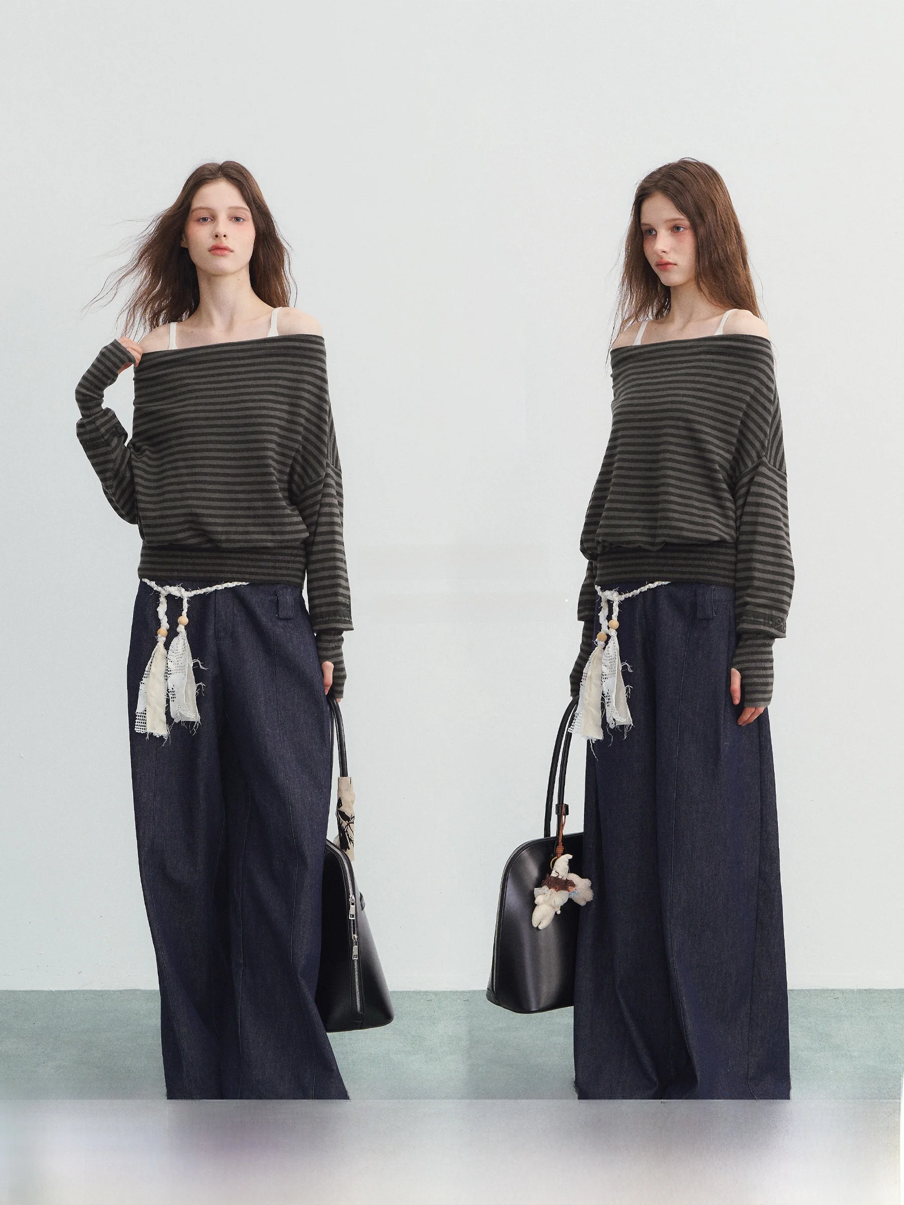 

SPEAR YOUTH Модный женский вязаный свитер с одним открытым плечом, в полоску, с рукавом «летучая мышь», свободного кроя, для повседневной носки