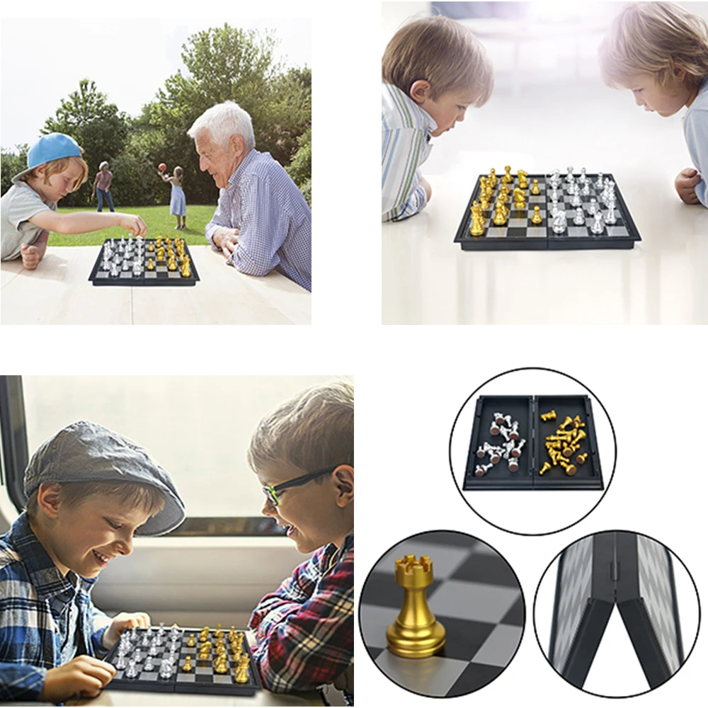 Travel Chess Set with Folding Chess Board, Educational Toys for Kids and Adults, 32cm * 32cm