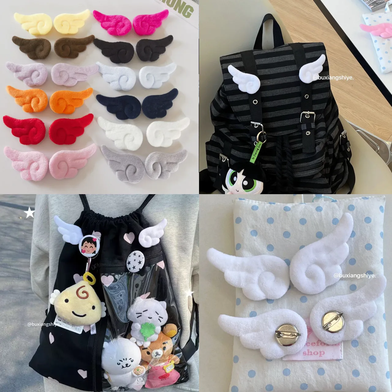 Cute Angel Wing Brooch Hair Clips Pins Woman Girls Anime Bag Shoe Hat Clothing DIY Decoration Cosplay Supplies Accessories Ornam