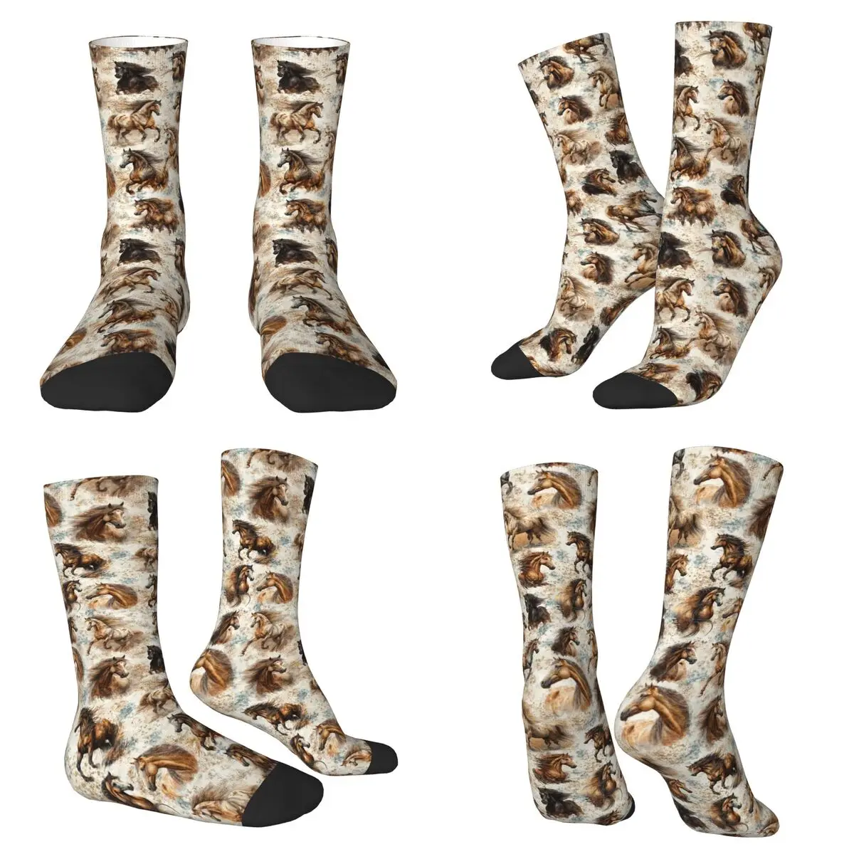 

Oil Painting Wild Horse Socks Harajuku Super Soft Stockings All Season Long Socks Accessories for Man's Woman's Birthday Present