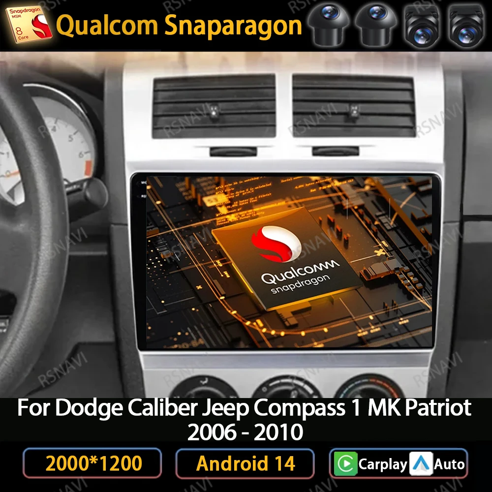 

Android 14 Carplay Auto For Dodge Caliber Jeep Compass 1 MK Patriot 2006 - 2010 Car Radio Multimedia Video Player GPS 4G WIFI BT