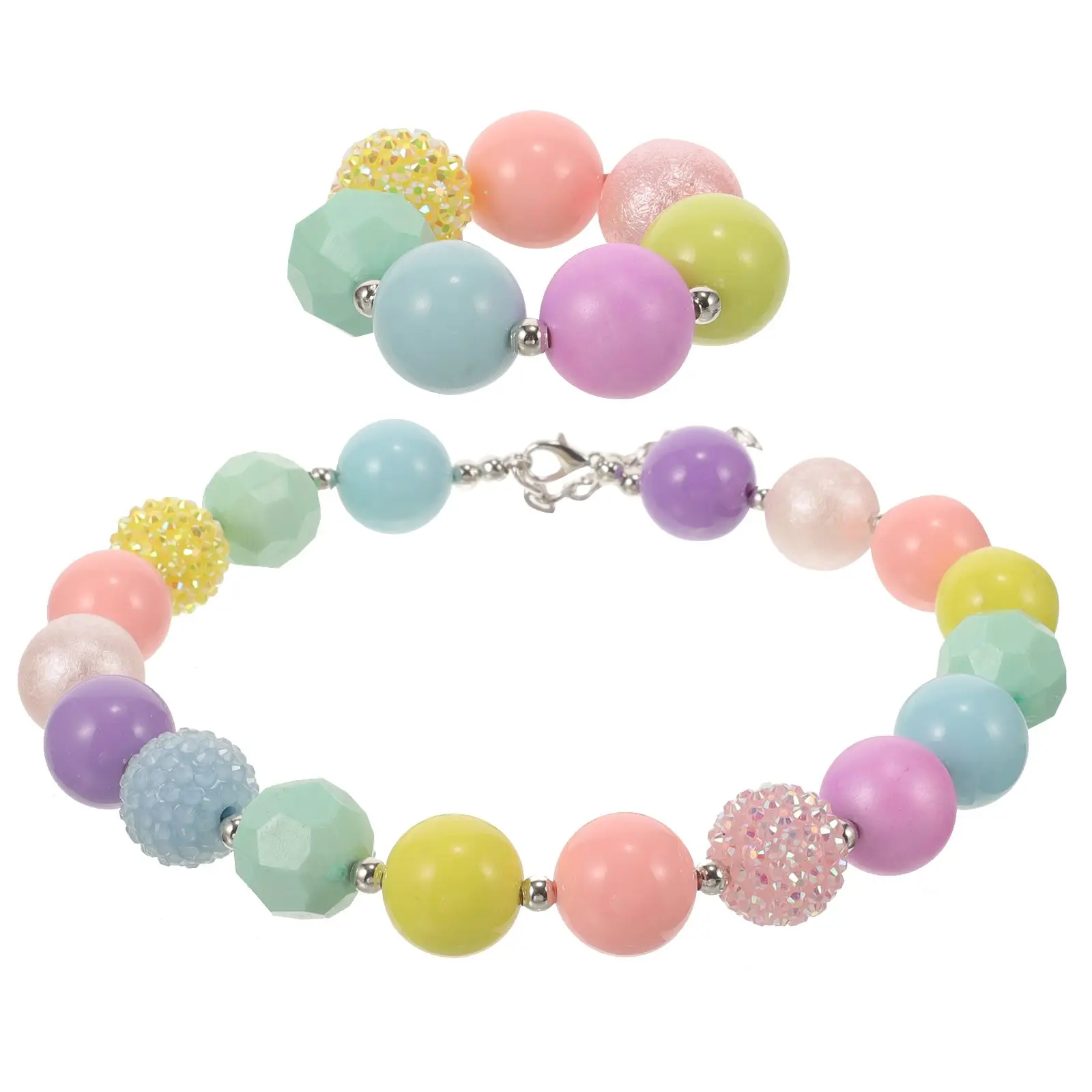 

Children Necklace Easter Necklace Bracelet DIY Acrylic Beads Bangle Easter Gift Party Favor Jewelry Set Accessories Packaging