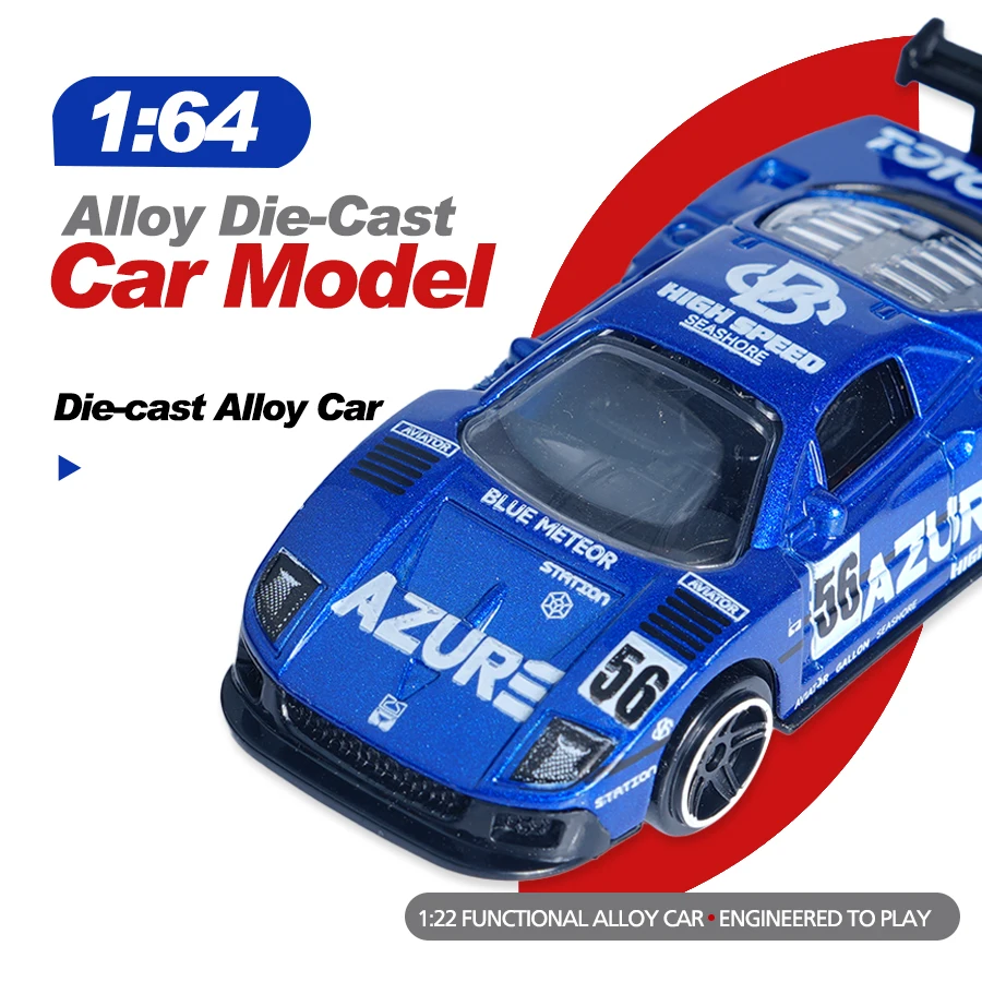 Mini coche de carreras de aleación azul a escala 1:64, pintado en frío, rueda de simulación, regalo de Navidad de Halloween/juguete para niños/ventilador de escritorio Display Coll