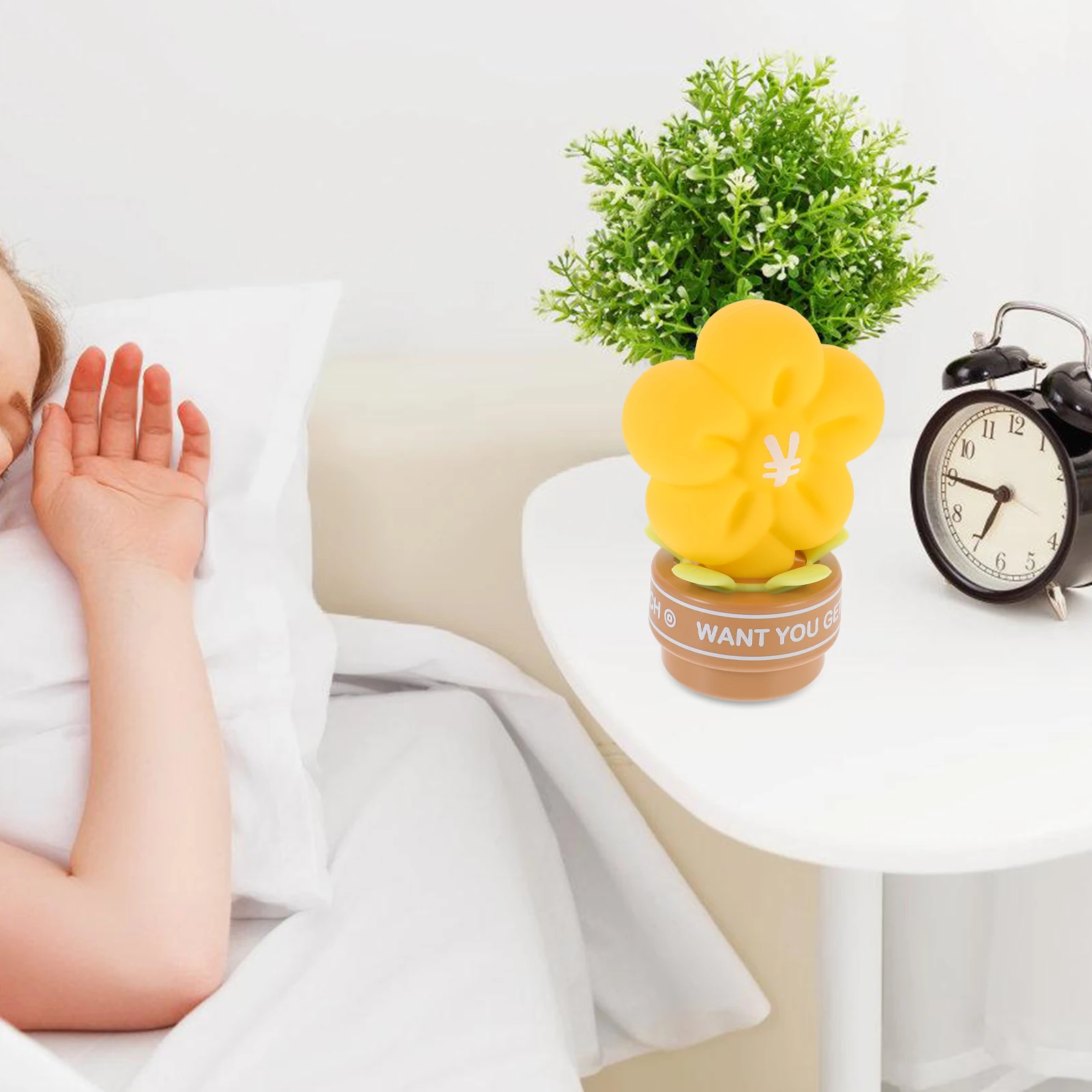 

Silicone Ambient Light Night Lamp USB Rechargeable Soft Glow Tap Sensor Bedroom Bedside Decor Cartoon Flower Design Warm