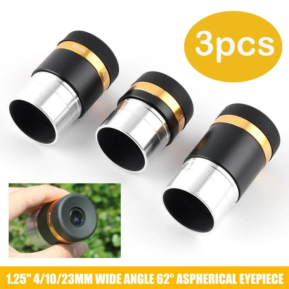 Ocular ultra grande angular de 62 graus com revestimento FMC, ocular de 1,25 polegadas, 4 mm, 10 mm, 23 mm adequado para telesc astronômico