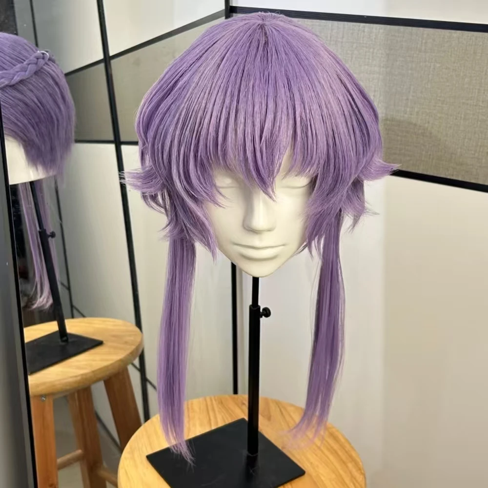 

Anime Sangu Mitsuba Cosplay Wig Short Purple Hair Heat Resistant Synthetic Wig With Rose Net Anime Party Halloween Cosplay Wig