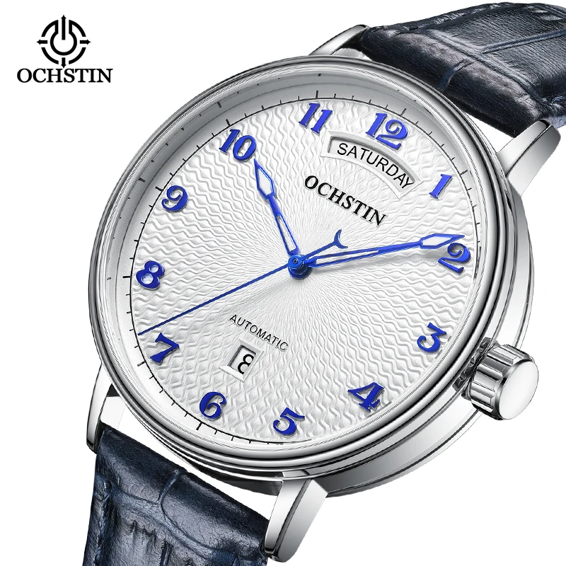 OCHSTIN-Reloj de pulsera mecánico automático para hombre, cronógrafo masculino con fecha y correa de cuero, 40mm, regalo, 2023