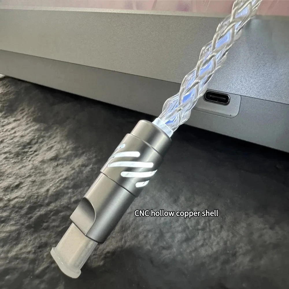 15cm C-C/USB-C Single Crystal Copper Keyboard Cable Supports 8k Magnetic Controllable Lights for HM Hub 1-to-2 TYPE-C Mechanical