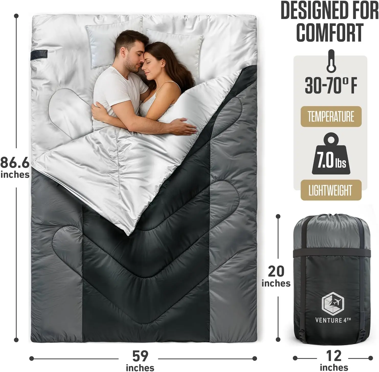 Backpacking Sleeping Bag - XXL, Double and Single Sizes - Lightweight Warm & Cold Weather Sleeping Bags for Adults, Kids