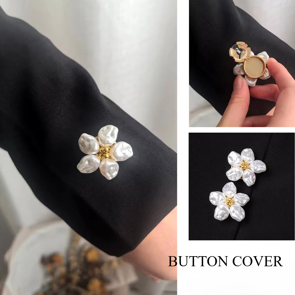 2 Pièces Cache-boutons Fleuris Tendance et Décoratifs pour Vêtements DIY, Décoration de Boutons de Chemise et de Manches