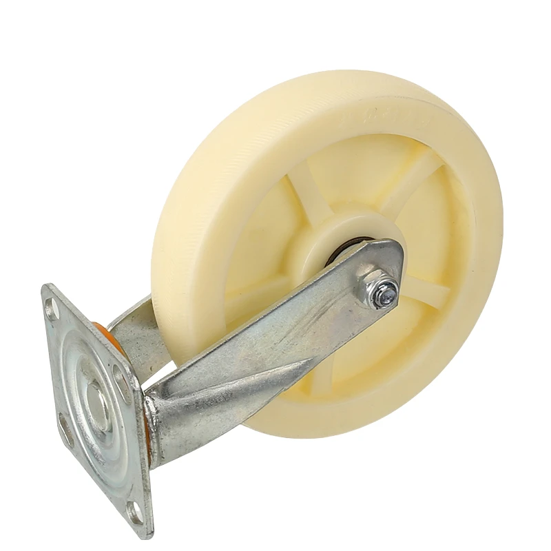Rodízios industriais resistentes de roda de nylon universal de 8 polegadas - ideais para manuseio de empilhadeiras planas