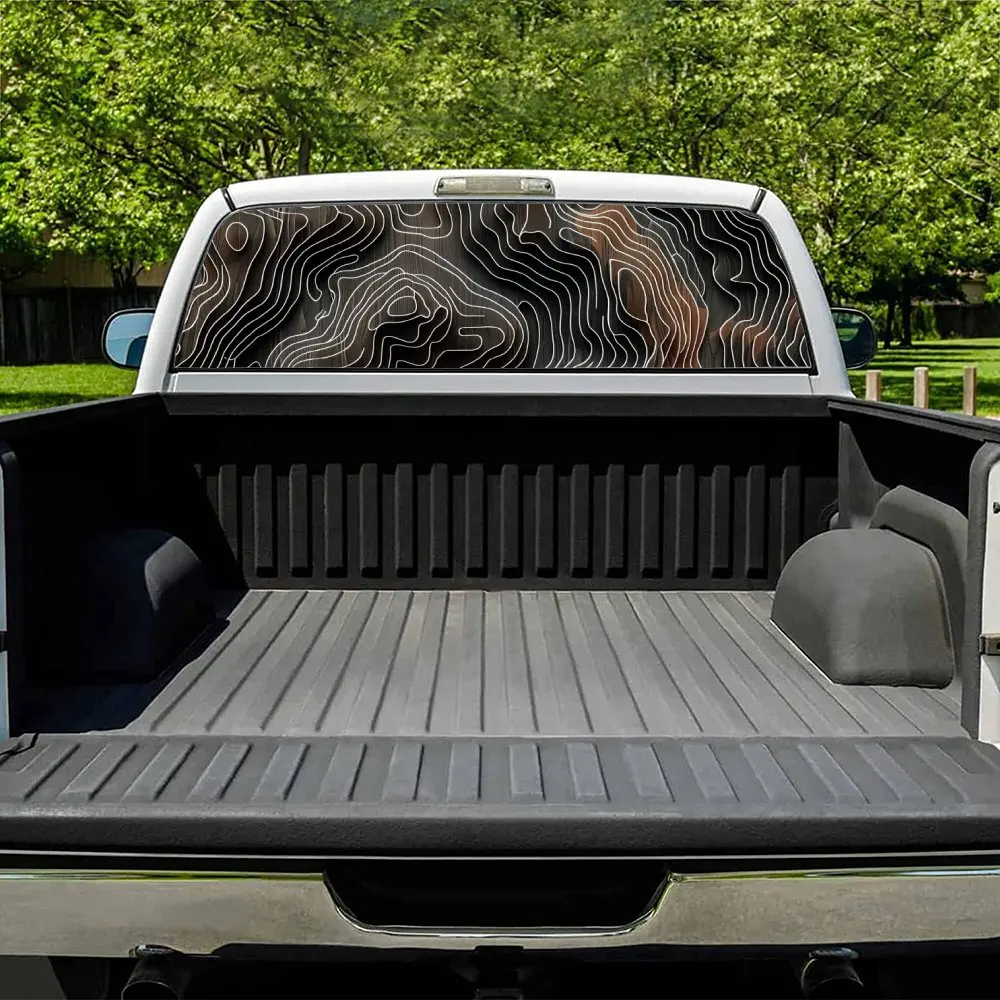 Picture 4: Customizable Topographic Line Car Rear Windshield Sticker Truck Window See Through Perforated Back Window Vinyl Decal Decor Gift