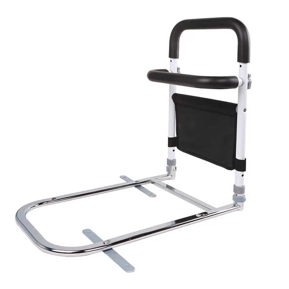 Bed Assist Bar with Storage Pocket, Height Adjustable Bed Rail for Elderly Adults, Assistance for Getting In and Out of