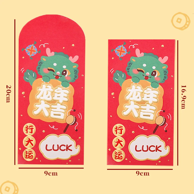 10 Pcs Lucky Money Pocket Meaningful Fine Texture Printing Spring Festival Accessory Red Envelope Lucky Money Bag Red Packet