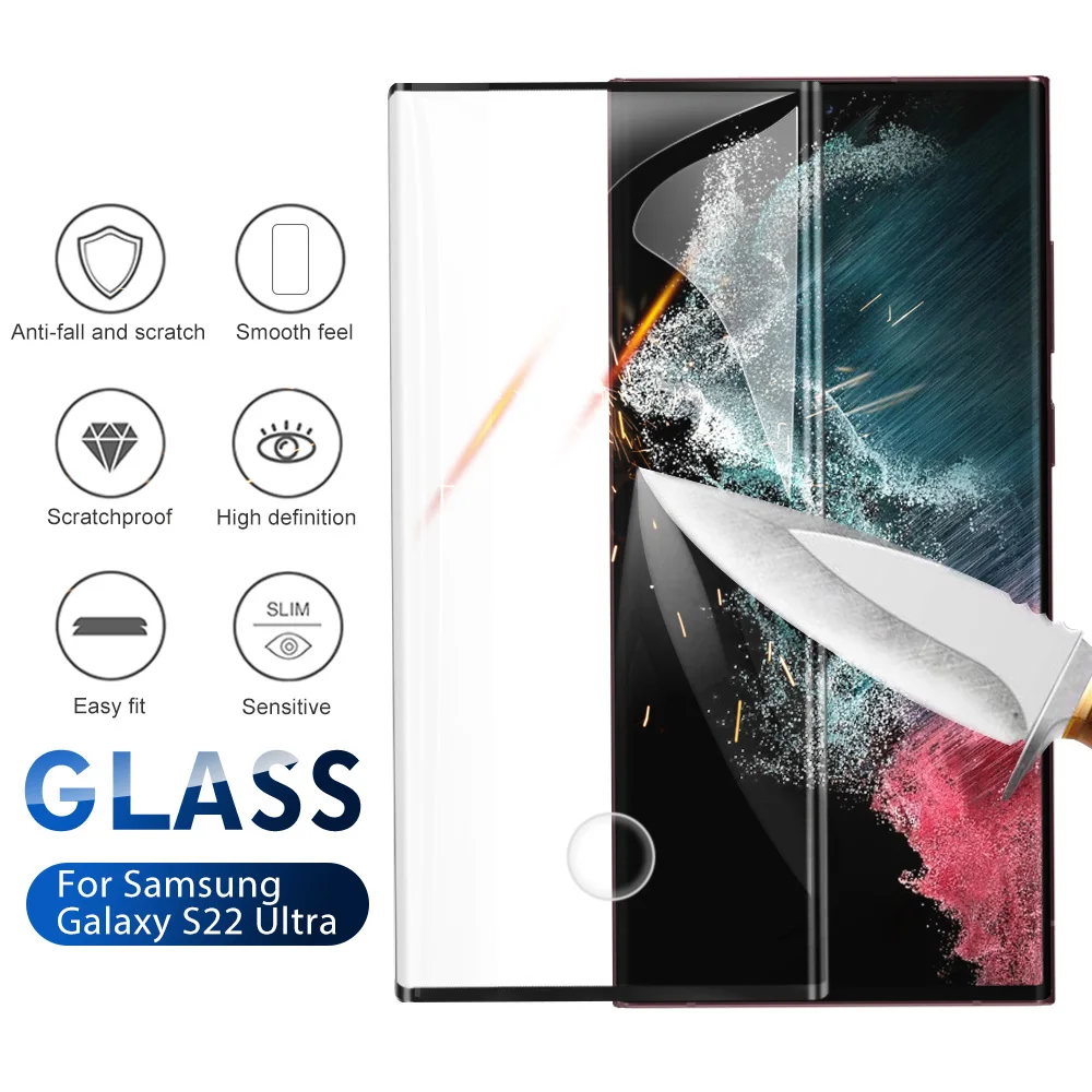 Full Cover Tempered Glass For Samsung Galaxy S22 Ultra S23 S21 S20 Ultra Plus S8 Plus S 21 Note 20 Ultra Screen Protector Glass