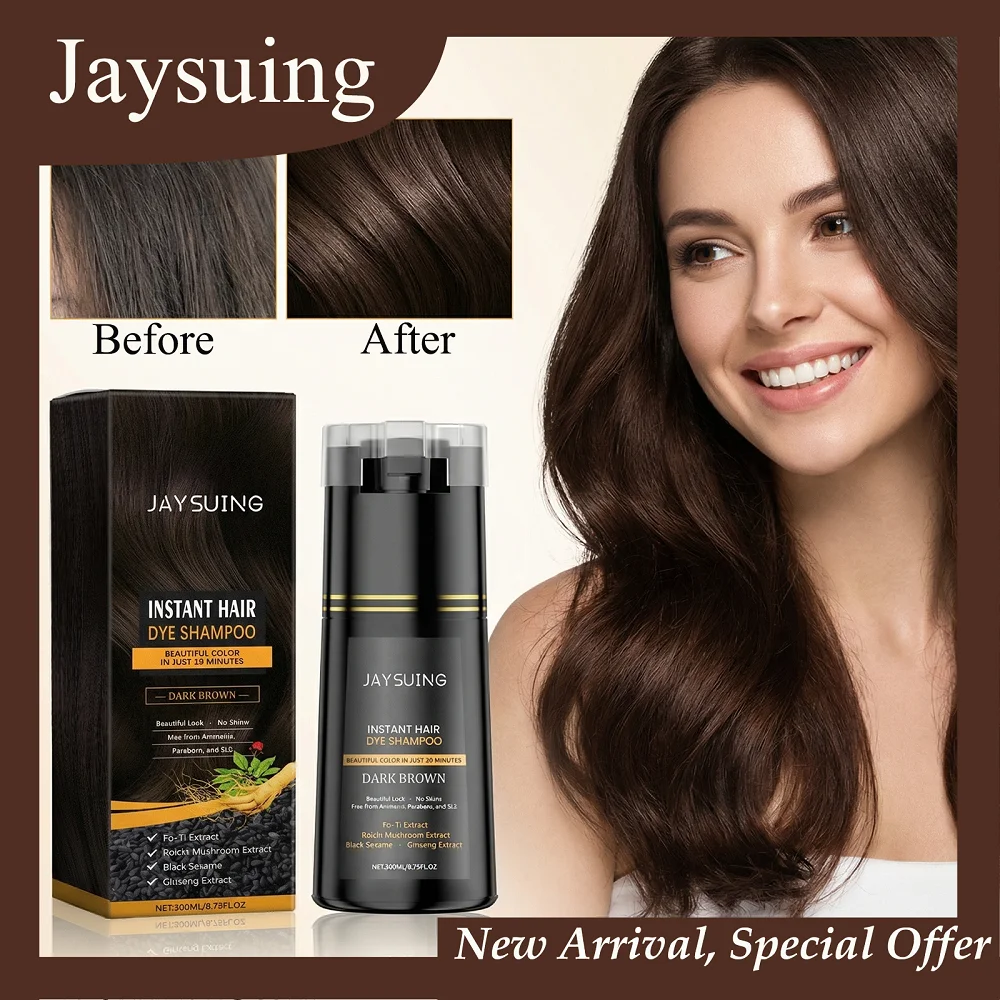 

Jaysuing 200ml Dark Brown Hair Dye Shampoo Herbal Ingredient Long-Lasting Nourishment Even Color Application Hair Dying Shampoo