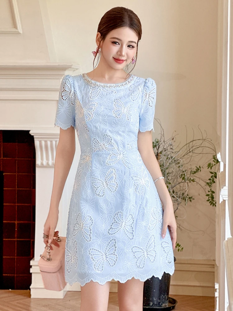 Robe de soirée d'anniversaire pour femmes, douce et délicate, élégante, Chic, broderie, paillettes, diamants, courte, robe de bal, Date