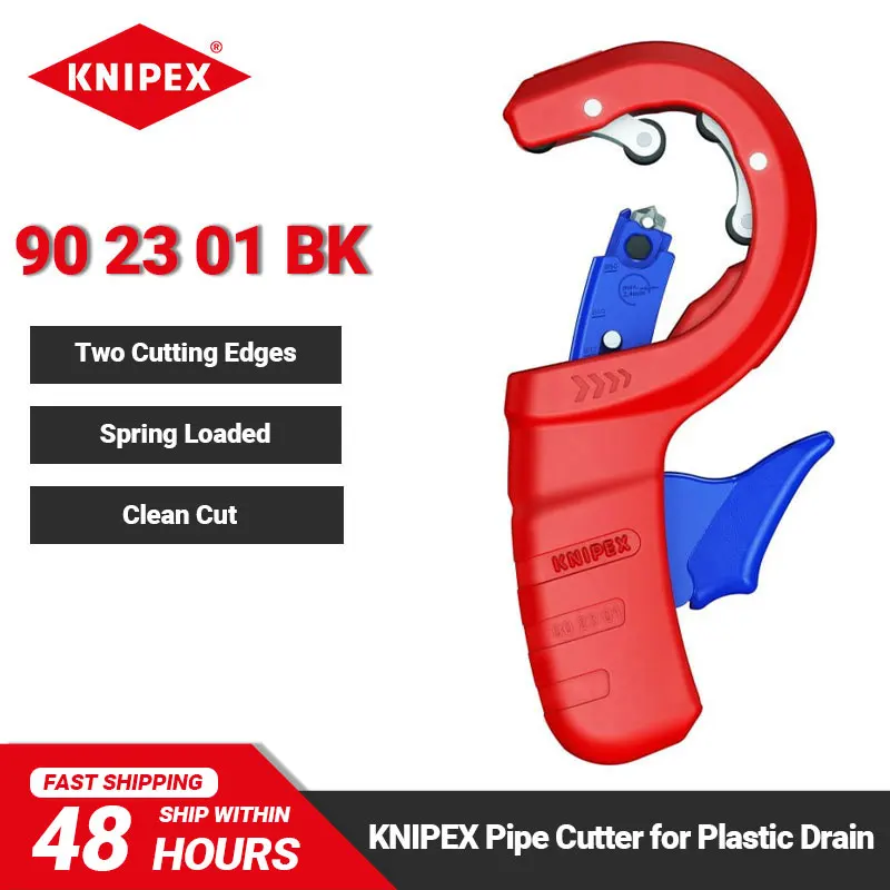 KNIPEX Tool 90 23 01 BK Model DP50 Pipe Cutter for Plastic Drain Pipes and Spring Loaded Two Cutting Edges Pipe Cutter