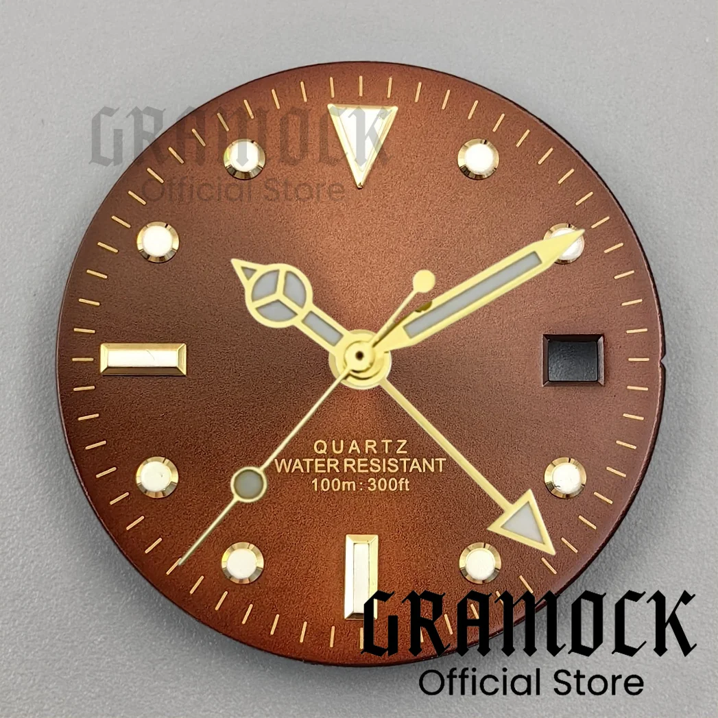 GRAMOCK Men's 29mm GMT 515 Quartz Pink Green Black Blue Watch Dial With Four Watch Hands Luminous Fit RONDA 515 Quartz Movement image 4