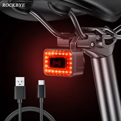 Rockbye Bicycle Radar Tail Light IPX64 Waterproof LED Bicycle Radar Rear Light Type-C Rechargeable Bicycle Safety Warning Light