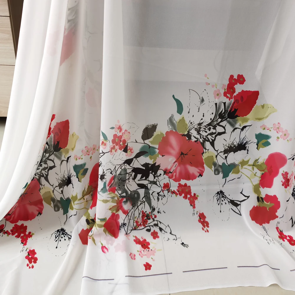 1 meter X 1.48 meter Natural White Positional Flower Chiffon Fabric Wedding Dress Material Digital Print