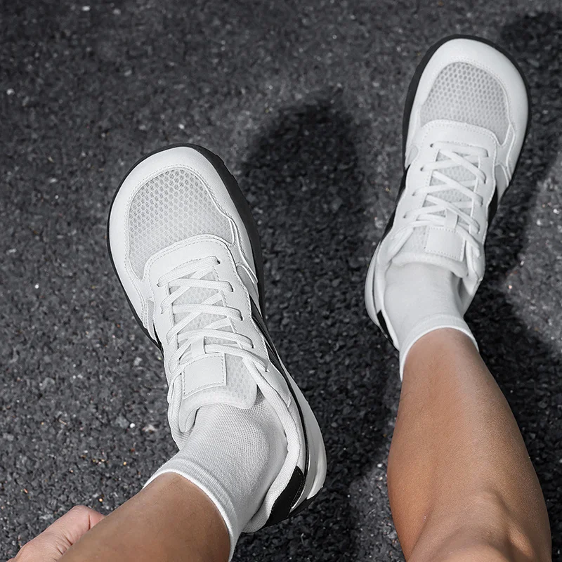

Wide Men's Casual Sports Shoes Cushioned Lace-up Design Men Shoes Anti-Slip Mesh Breathable Wide Head Road Running Shoes