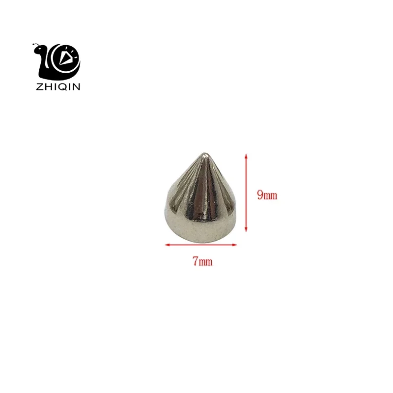7*9mm 100set Silver Punk Spike Alloy Spikes Cone Screwback Metal Studs Leathercraft Rivet Bullet Spike Punk Spots Pet Collar