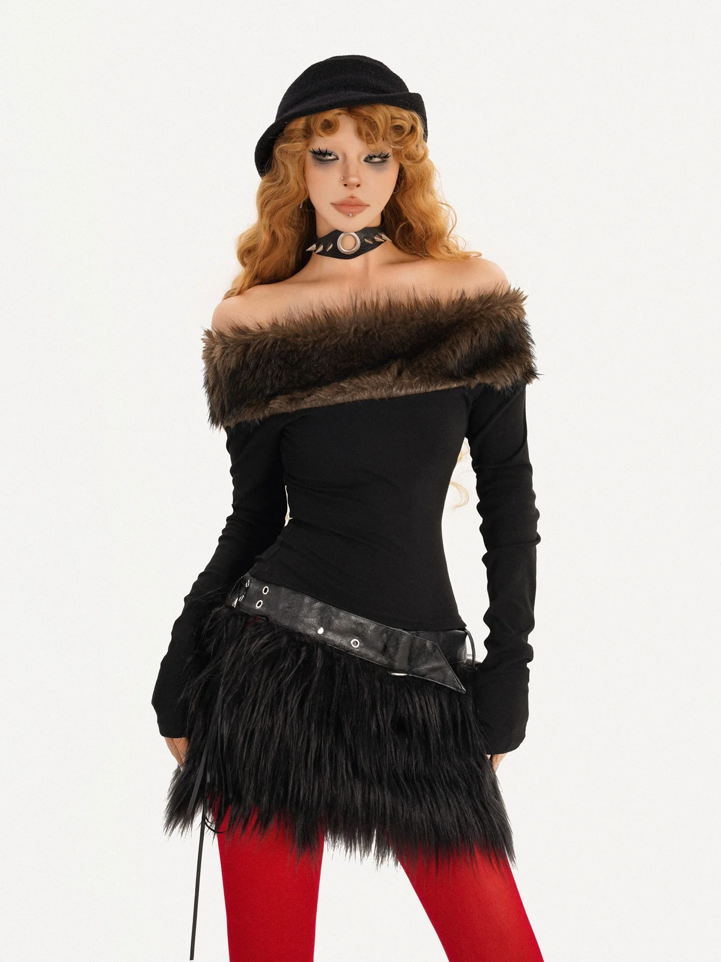 

Модная женская кофта с открытыми плечами и длинными рукавами, приталенного кроя, для школы, вечеринок, уличной моды, свиданий, в стиле Cool Rebel Girl