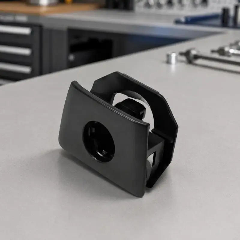 Glove Box Handle Part 30643013, Black ABS Passenger-Side Replacement with a Curved Pull Face and Rear Clips for D7YA