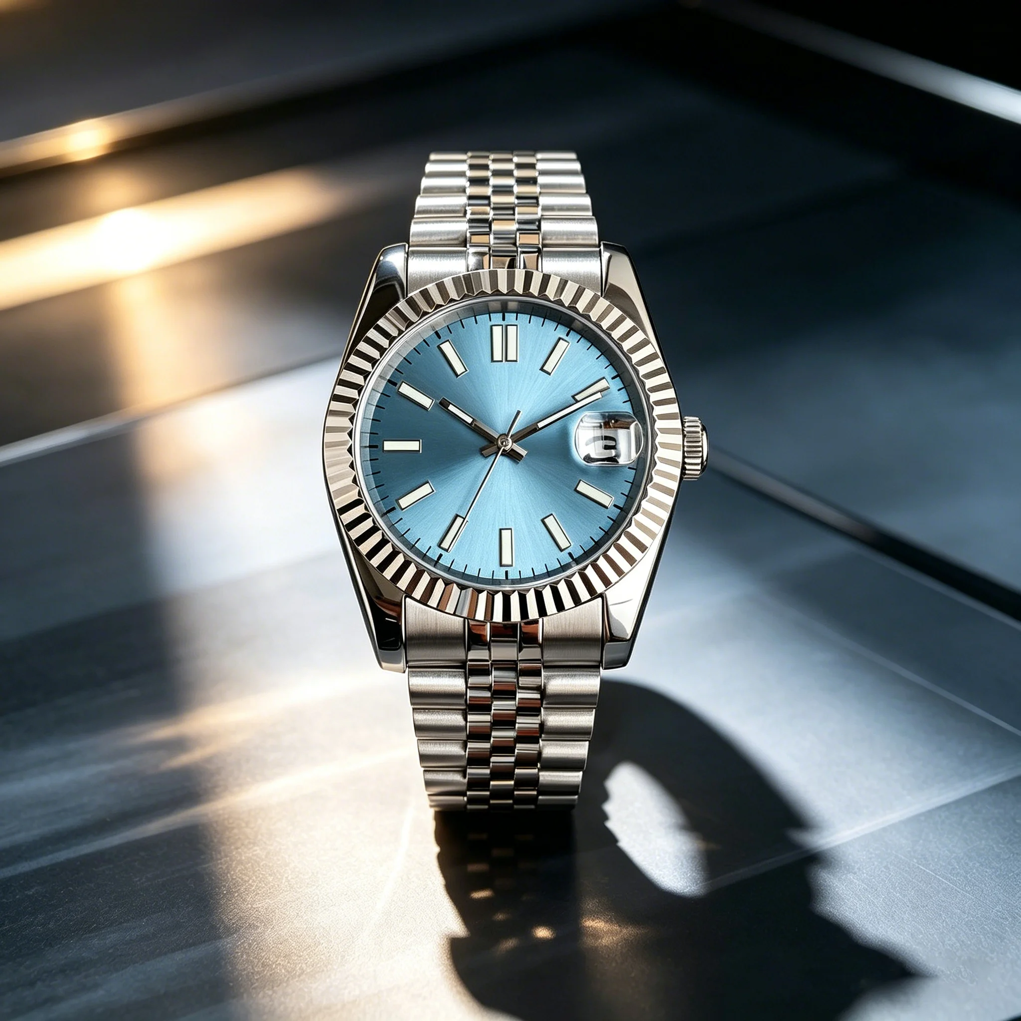 

Мужские механические часы Tandorio 36 мм/39 мм с сапфировым стеклом, японский механизм NH35A, водонепроницаемость 10 бар, циферблат Ice Blue/Pink Sunburst, дайверские часы для мужчин.