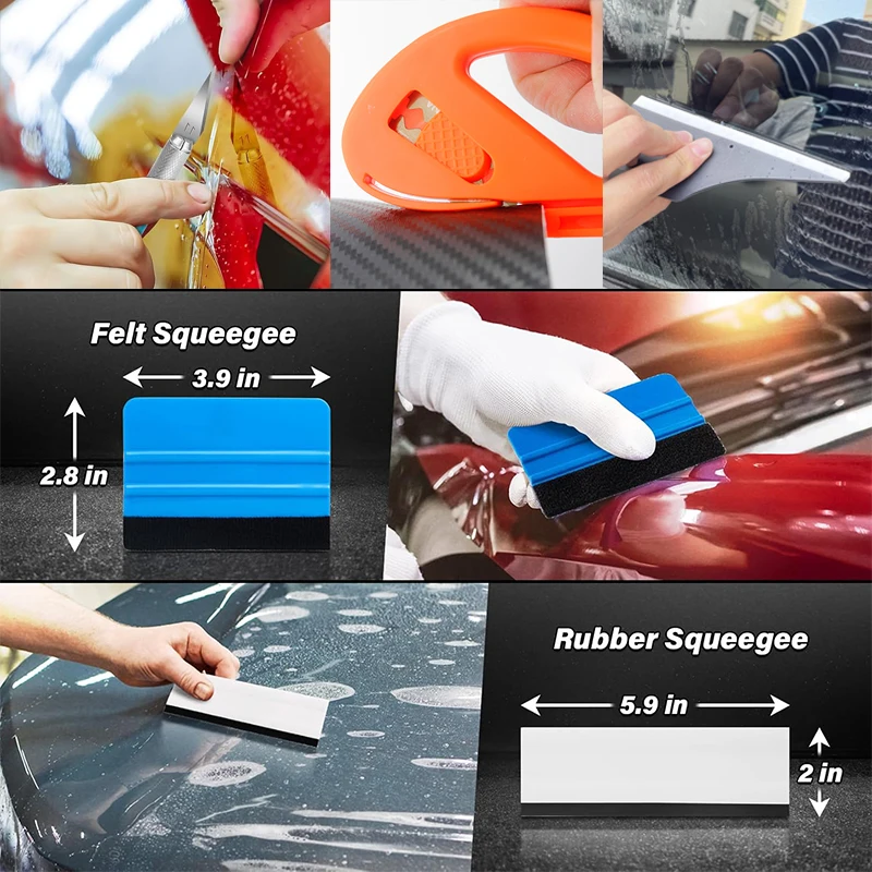 Auto Film Wrapping Tool Kit Fenster Tönung Werkzeuge Vinyl Wrap Filz Rakel Wrap Stick Vinyl Cutter Utility Messer Kunststoff Schaber – Detail 14