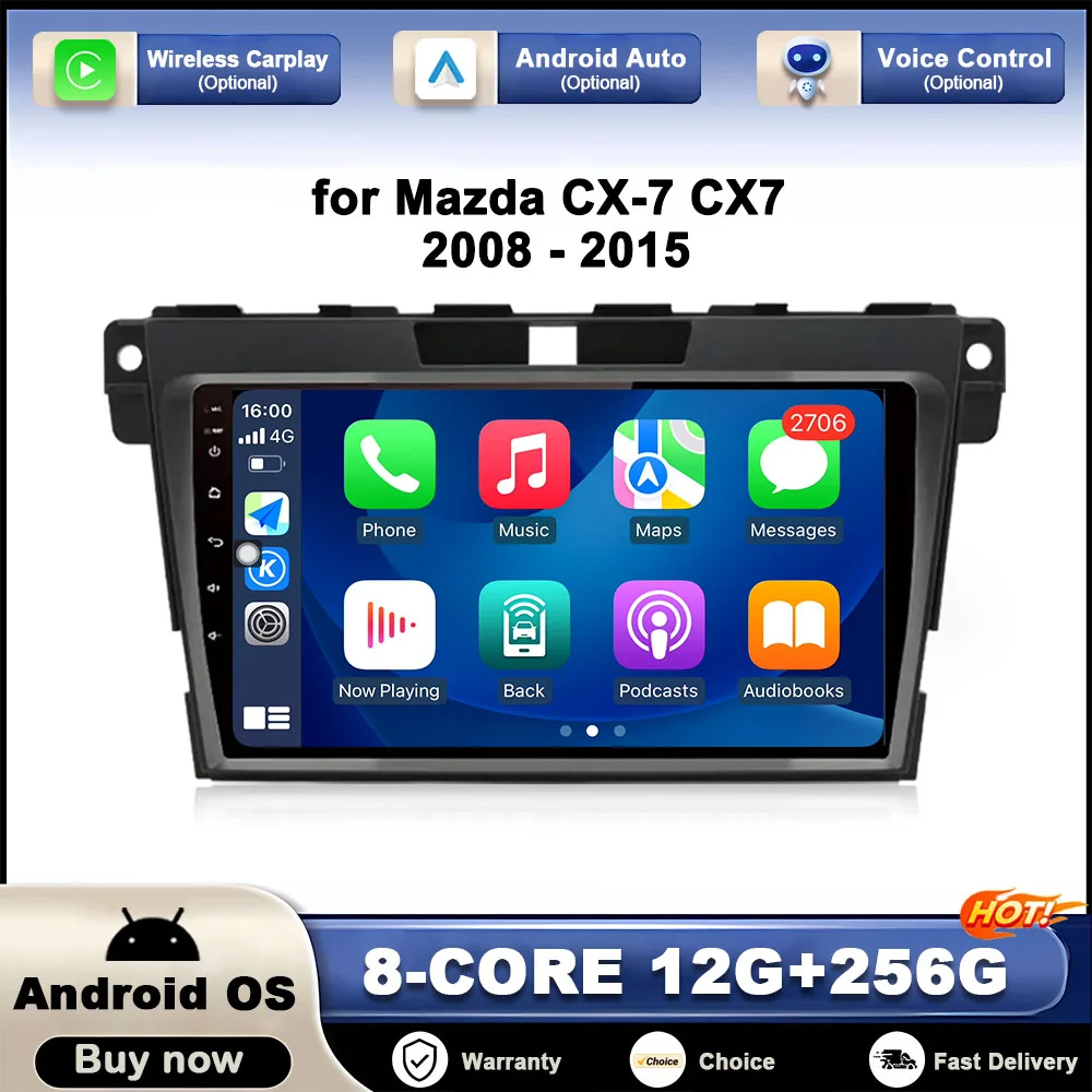 

GPS Navi for Mazda CX-7 CX7 2008 - 2015 Car Video Multimedia Player Head Unit Android Auto 2.5D Touch Screen BT WiFi DSP Stereo
