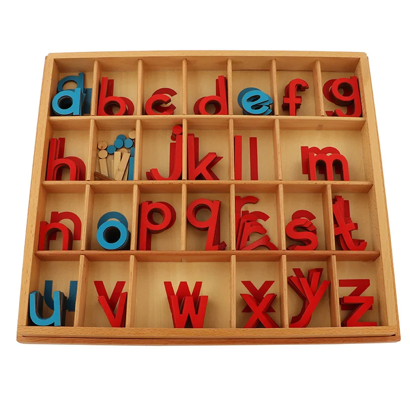 Montessori Learning Materials Toys Small Movable Alphabet Toddlers Preschool Language Exercises Educational Games Beech Wood Toy