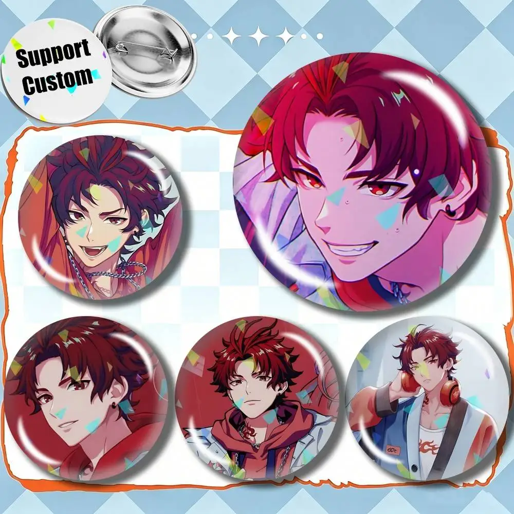 BAE A-Allen Suzakuino Customizable Round Brooch Pins, Personalized Badges With Broken Glass Design Fashion Accessory