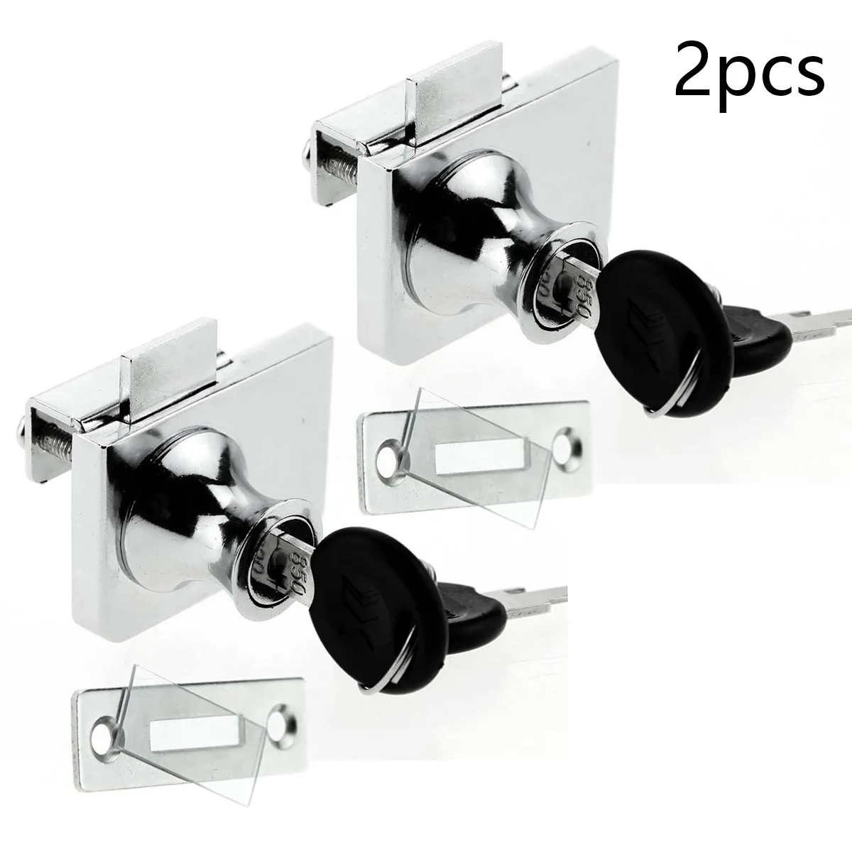 2pcs Glass Display Lock Cabinet Showcase Locks Zinc Alloy Cupboard Drawer Locker Display Window Security Furniture Hardware